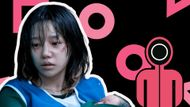 Player 222, Kim Jun-hee and the baby, in Squid Game | Images via: Netflix/Canva | Collage by Beatrix Kondo of Soap Central